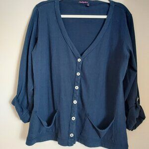 Fresh Produce Navy Cotton Women's Cardigan size XL